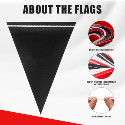 Pennant Banner Flags(RED+BLACK+WHITE+,45pcs,105FT) - Image 6