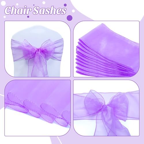 Pack of 150 Organza Chair Sashes for Wedding & Event Décor – Light Purple - Image 4