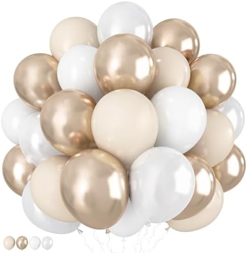60Pcs Champagne Gold White Balloons for Birthday Engagement Party Decor by Lingqiang