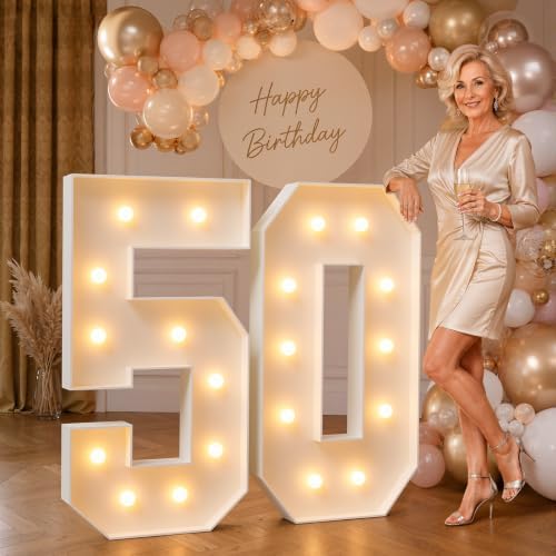 imprsv 4FT Marquee Numbers 50,DIY Light Up Numbers for 50th Birthday Decorations, Party Decorations,Anniversary Party Decor,Mosaic Number for Balloons Number 50,Pre-Cut Foam Board Kit by Letsmakeitimpressive