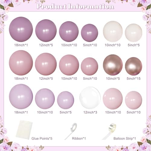 Dusty Purple Balloon Arch Kit Pink and Lavender Balloon Garland - Image 2