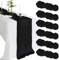 6 Pack 10Ft Black Cheesecloth Table Runner 23 x 120 Inch by CKIKU