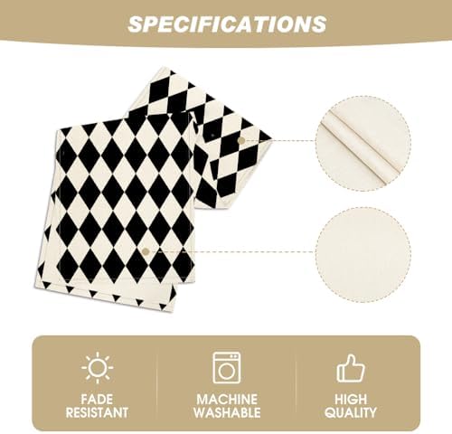 Artoid Mode Diamond Plaid Black Table Runner, Seasonal Halloween Party Kitchen Dining Table Decoration for Home Party Decor 13x48 Inch - Image 5