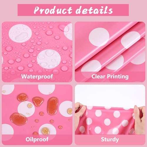 Kesfey 3 Packs Minnie Mouse Tablecloth 54 x 108 Inch Pink Polka Dot Table Cloths Disposable Plastic Pink Waterproof Picnic Table Covers Pink and White Dots Minnie Tablecover for Birthday Party - Image 4
