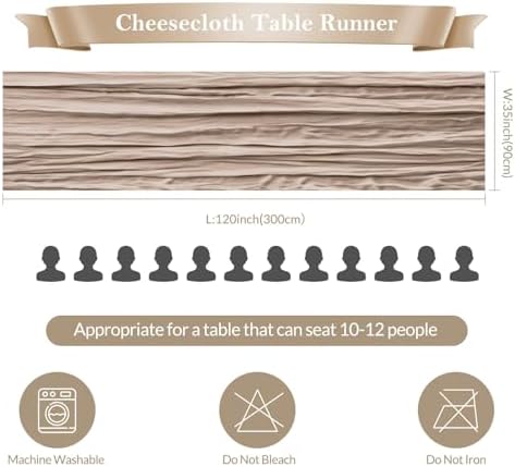 6 Pack Nude Cheesecloth Table Runner 35"×120" Gauze Fabric Table Runner - Image 3