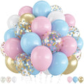 Balloons Pink and Blue, 60 Pack 12 Inch Pastel Light Pink Blue with Metallic Gold Confetti Balloons for Birthday, Gender Reveal, Baby Shower, Boy or Girl Party Decoration by Togvu