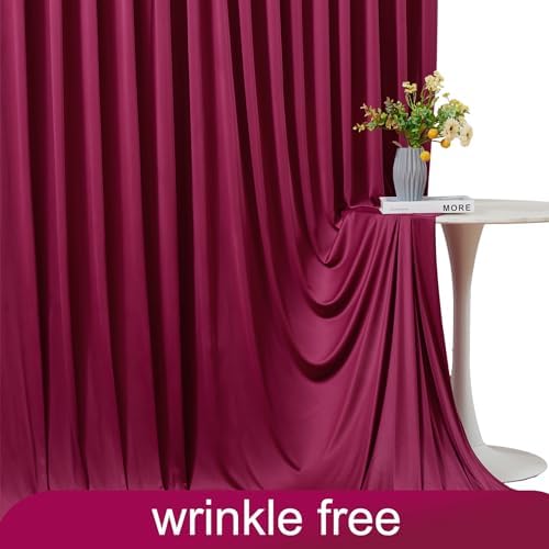 10x10 Burgundy Backdrop Curtain for Parties Wedding Wrinkle Free Maroon Photo Curtains Backdrop Drapes Fabric Decoration for Birthday Engagement Ceremony 5ft x 10ft,2 Panels - Image 6