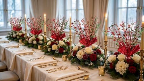 4 Pack Christmas Centerpieces for Tables Red Green - Image 6