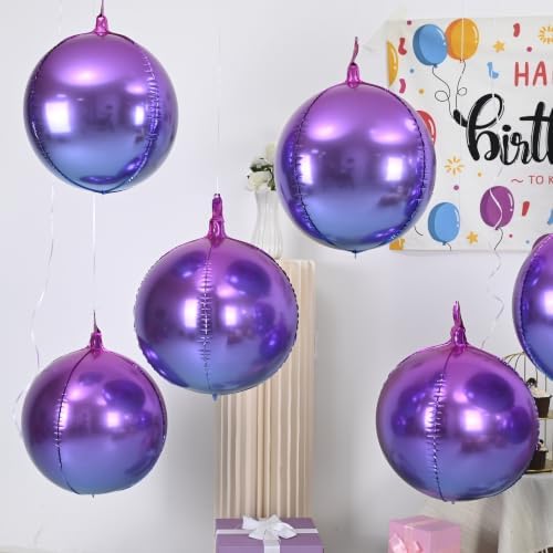 Togvu Blue Purple Round Foil Balloons 9PCS 22Inch Large 4D Gradient Balloon - Image 4