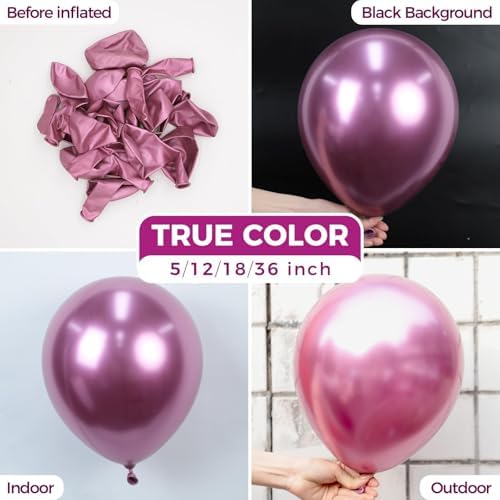 Bezente Metallic Hot Pink Latex Party Balloons 100 Pack 12 inch - Image 2