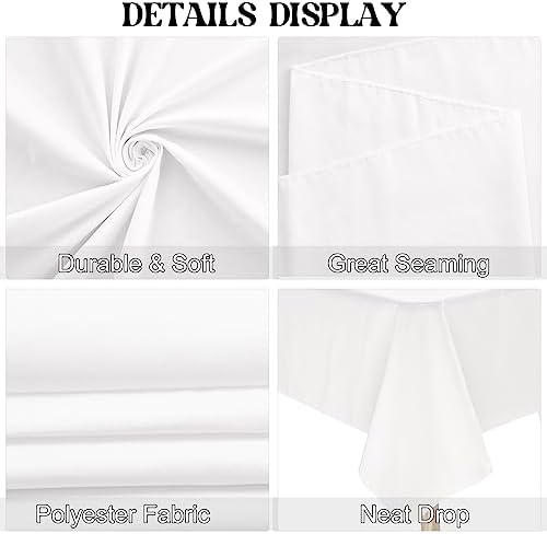 4 Pack Rectangle Tablecloth 90x132Inch White Washable Polyester Table Cover for Wedding Dining Table Buffet Parties Banquet Decoration（White） - Image 4