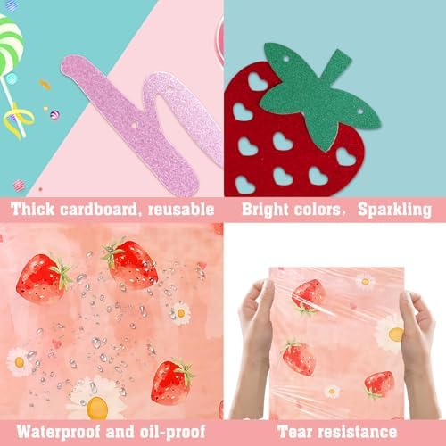 Strawberry First Birthday Decorations for Girl, Strawberry First Birthday Plates Serves 24, Strawberry Plates, Strawberry 1st Birthday Decorations, Berry Sweet One Birthday Party Decorations - Image 6