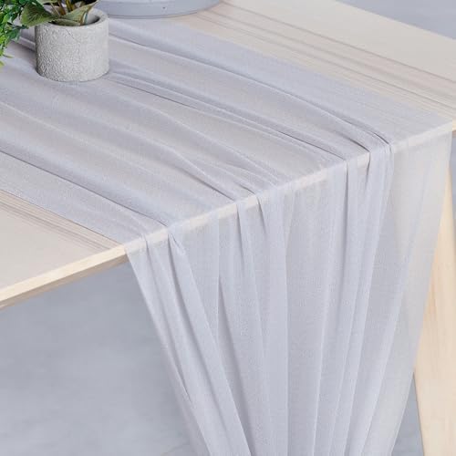 Pack of 5 Chiffon Table Runners 29 x 120 Inch, 14FT Long - Cool Grey - Image 2