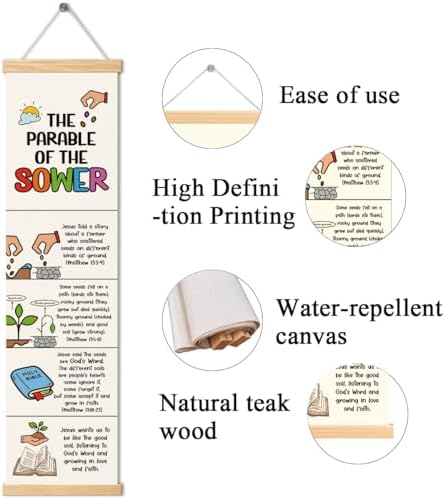Christian Hanging Banner, The Parable of the Sower Poster, Bible Lesson for Kids, Christian Home Decor for Playroom Church Room, Family Hanging of Scripture and Words Decorations 10 - Image 2