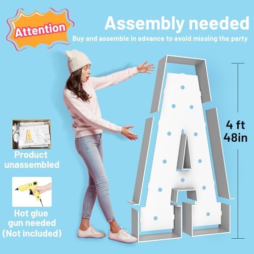 4FT Marquee Light Up Number 3, Foam Board & Water Bag, 12 Bulbs for Party - Image 2