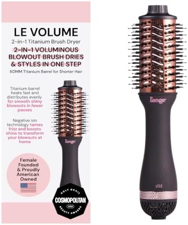 L'ANGE HAIR Le Volume 2-in-1 Titanium Blow Dryer Brush | Frizz Control Blowout Hair Dryer Brush for Drying and Styling | Volumizing Hot Air Styler for All Hairstyles | Oval Barrel | Black - 60mm by LANGEHAIR
