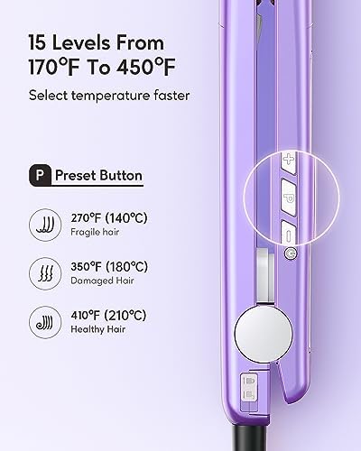 Wavytalk Pro Flat Iron Hair Straightener, 100% Pure Titanium Flat Iron for Easy Glide, Straightener and Curler for All Hairstyles, Dual Voltage (Purple) - Image 5
