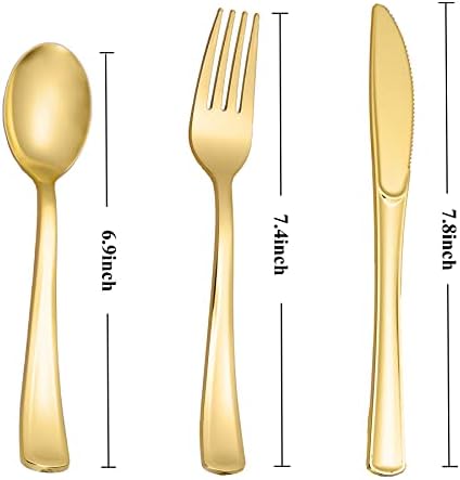 N9R 500PCS Gold Plastic Silverware, Disposable Plastic Cutlery/Utensils - Image 2