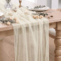 Artoid Mode 3Pcs Beige Gauze Table Runner 28x120Inch, Seasonal Sheer Kitchen Dining Holiday Wedding Birthday Baby Shower Table Decor for Home Party by ArtoidMode