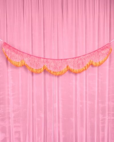 xo, Fetti Pink and Orange Scallop Fringe Banner | Bachelorette Party, Birthday, Summer Decor, Iridescent, Fiesta, Girly, Photo Prop, Backdrop - Image 7