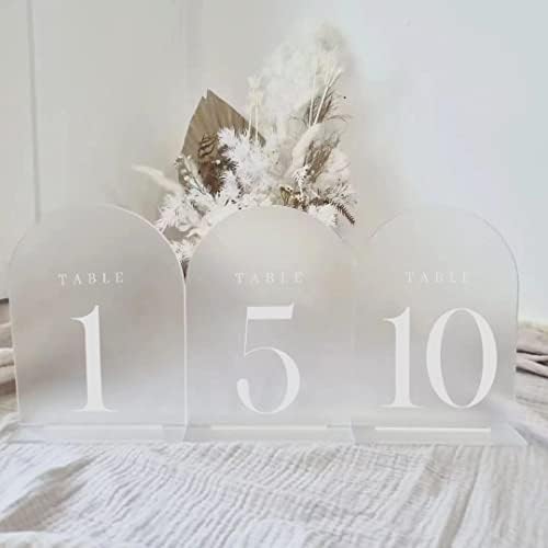 Frosted Arch Table Numbers 1-20 for Wedding, 20 Pack 5x7 Acrylic Signs With Holder, Perfect for Centerpiece Decoration - Image 6