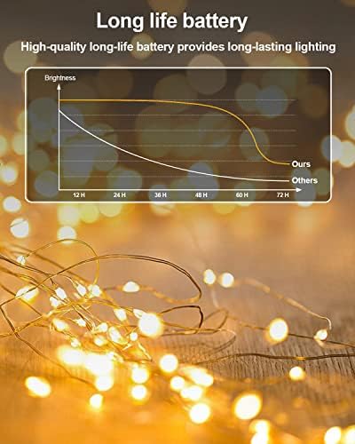 20 Pack Fairy Lights Battery Operated, 3.3ft 20 LED Mini String Lights Twinkle Lights Copper Wire Firefly Starry Lights for Mason Jars Wedding Party Christmas Centerpiece Table Decorations, Warm White - Image 3