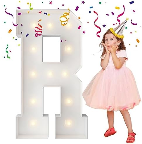 4FT Marquee Letters, Large Light Up Letters R for Prom Party Decor by MerryMosaics
