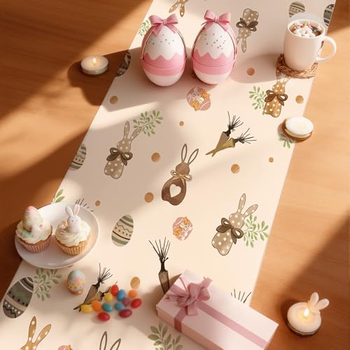 OHOME Easter Decorations - Bunny Egg Table Runner | Easter Party Decorations Favors Supplies for Table Decor Backdrop Banner Indoor Outdoor Home - Image 5