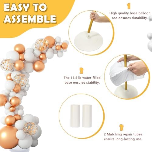 AerWo Balloon Arch Kit 9.35FT & 6FT, Free Bending Half Balloon Arch Stand with Base, Floor Gold Balloon Arch Frame Backdrop for Wedding Birthday Party Baby Shower Yard Lawn Home Christmas Decorations - Image 4