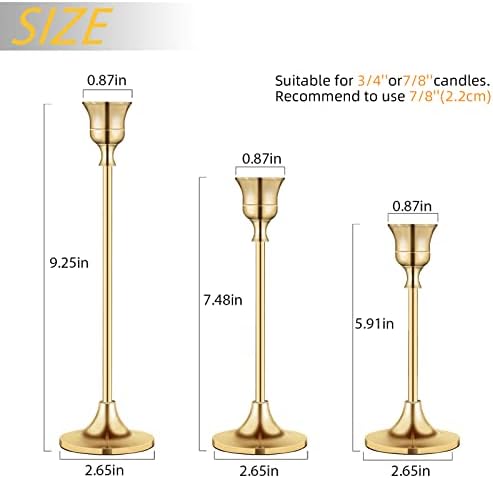 Candlestick Holders,Taper Candle Holder for Candlesticks Gold Brass Vintage Candle Stick Candle Holder Candelabra Candle Holder for Fireplace Party Dining Home - Image 2
