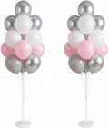 2Set Silver Pink Balloon Column Stand Kit for Floor or Table Party Decor by Tosuced