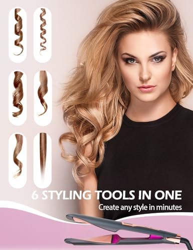 ANGENIL Pro Twist Ceramic Flat Iron 1 Inch, Dual Voltage Hair Straightener and Curler 2 in 1, Multi-Stylers Round Flat Iron Hair Curling Iron, Fast Heating LCD Display, 11 Adjustable Temp (250℉-450 ℉) - Image 6