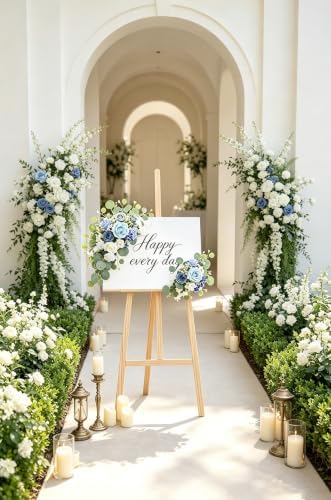 Odouzy Pack of 2 Wedding Arch, Artificial Flowers, Wedding Decor，Flower Garland Be Suited to Banquet, Party, Reception Entrance Welcome Sign and Background Decoration (Blue) - Image 6