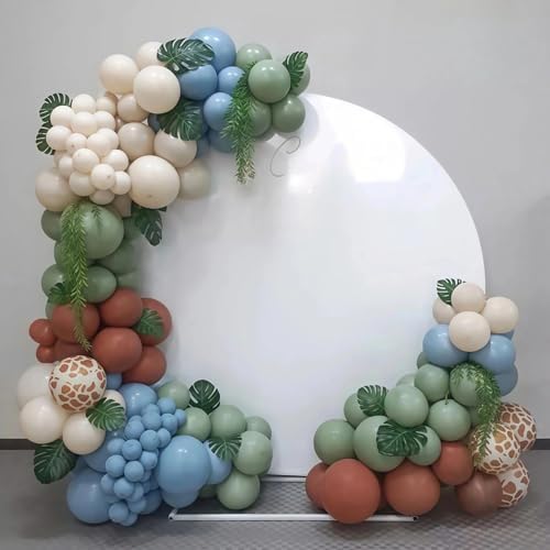 Sage Green Brown Balloon Arch Garland Kit, Olive Green Cream Nude Safari Balloons Brown Coffee Beige Light Blue Giraffe Print Balloons for Jungle Hunting Woodland Birthday Baby Shower Wild Decorations - Image 3