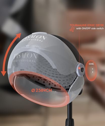 TASALON Ionic Hooded Hair Dryer - 1875W Bonnet Dryer with 3 Temperature Settings - Portable Standing Dryer for Home and Salon - Image 3