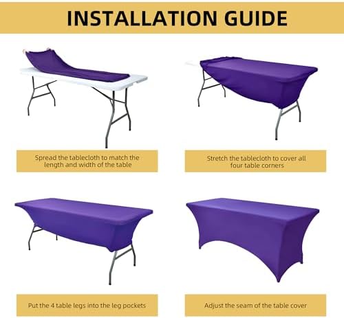 2-Pack 6ft Spandex Table Covers for Rectangle Standard Folding Tables - Wrinkle Resistant Stretch Tablecloths - Ultimate Fitted Table Protector for Parties, Trade Shows, Banquet - Image 5