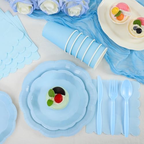 175 Pcs Light Blue Plates and Napkins Blue Party Supplies Serve 25 Guest - Image 3
