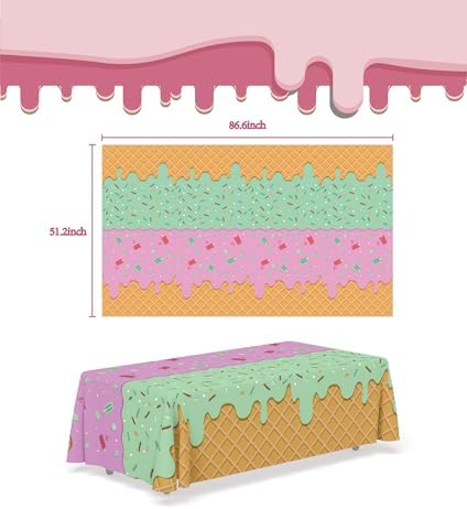 OHOME Ice Cream Party Decorations - Disposable Tablecloth for Ice Cream Birthday Party Decorations - Beach Pool Party Decorations for Summer Bar Party Banner,2 Pack - Image 2