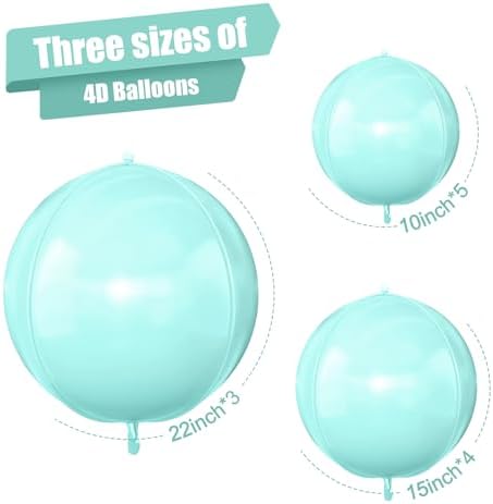 12PCS Teal Blue Round Foil Balloons 22" 15" 10" Large Balloons - Image 2