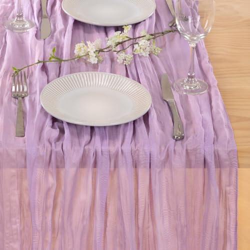 Lilac Purple Cheesecloth Table Runner Fall Wedding Party Decor, 12 Pack - Image 3