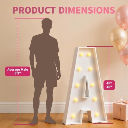 imprsv Large Marquee Letters, 4FT Light Up Letters P Sign for Party Decor - Image 6