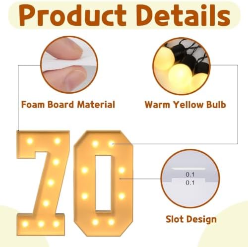 imprsv 70 Marquee Numbers, 3FT Light Up Numbers for 70th Birthday Decor - Image 4