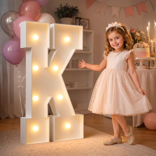 imprsv Marquee Light Up Letters, 3FT Marquee Letters for Birthday Baby Shower Wedding Decorations Light Up Letters for Engagement Party Decor, Large Marquee Letters for Party Decorations, Letter K by Letsmakeitimpressive