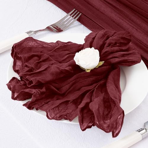 DeZerlor Burgundy Washable Cheesecloth Napkins Set of 20 for Wedding Party - Image 5