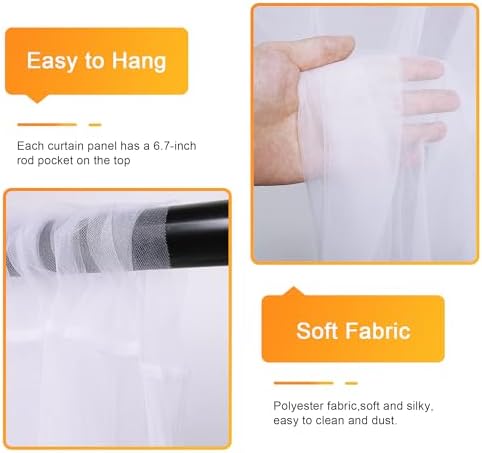 Tulle Backdrop Curtains with Lights Sheer White Curtain Backdrop 20x8ft - Image 3
