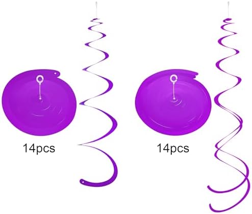 Colorful Ceiling Swirl Foil Decorations Hanging Plastic Streamer Themed Swirl Party Decoration for Halloween Celebration, Pack of 28 (Purple) - Image 3