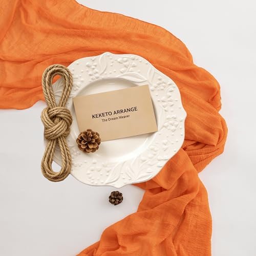 Orange Fall Table Runner Cheesecloth 120 Inch Thanksgiving Home Decorations - Image 6