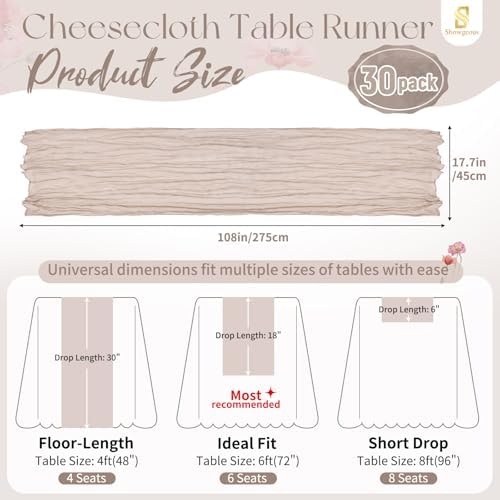 30 Pack Rosy Brown Cheesecloth Table Runner 17x108 Inches Boho Home Decor - Image 2
