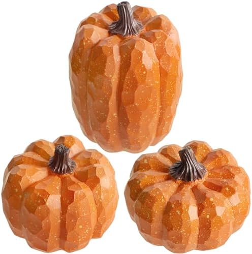 winemana Artificial Pumpkins Decor Orange Pumpkin Fall Decoration, Set of 3 by winemana
