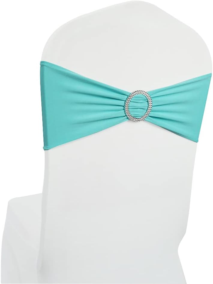 Spandex Chair Sashes Bands, Teal, 50PCS - Image 3